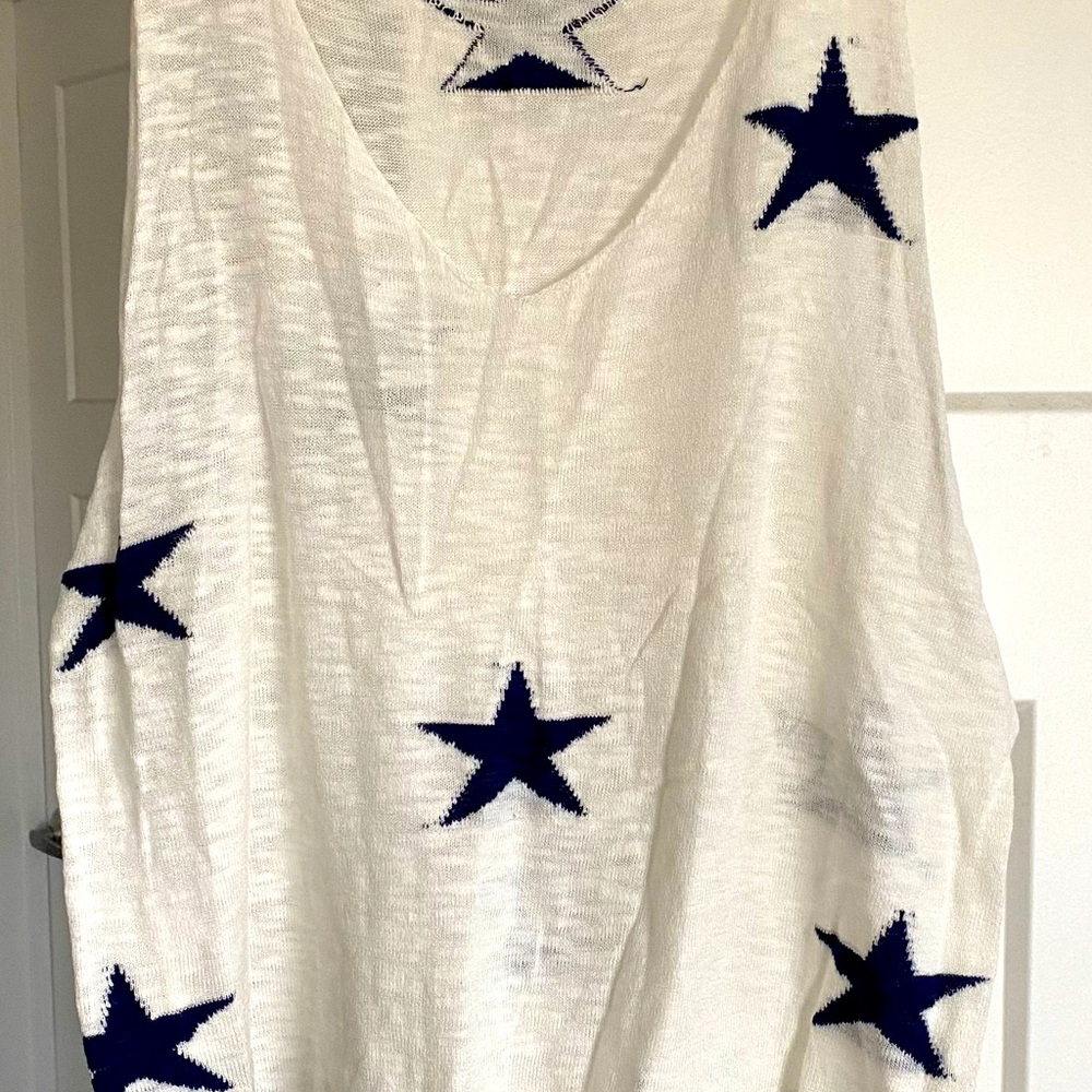 Chic Soul Blue Star Sweater Tank Top Size 4XL